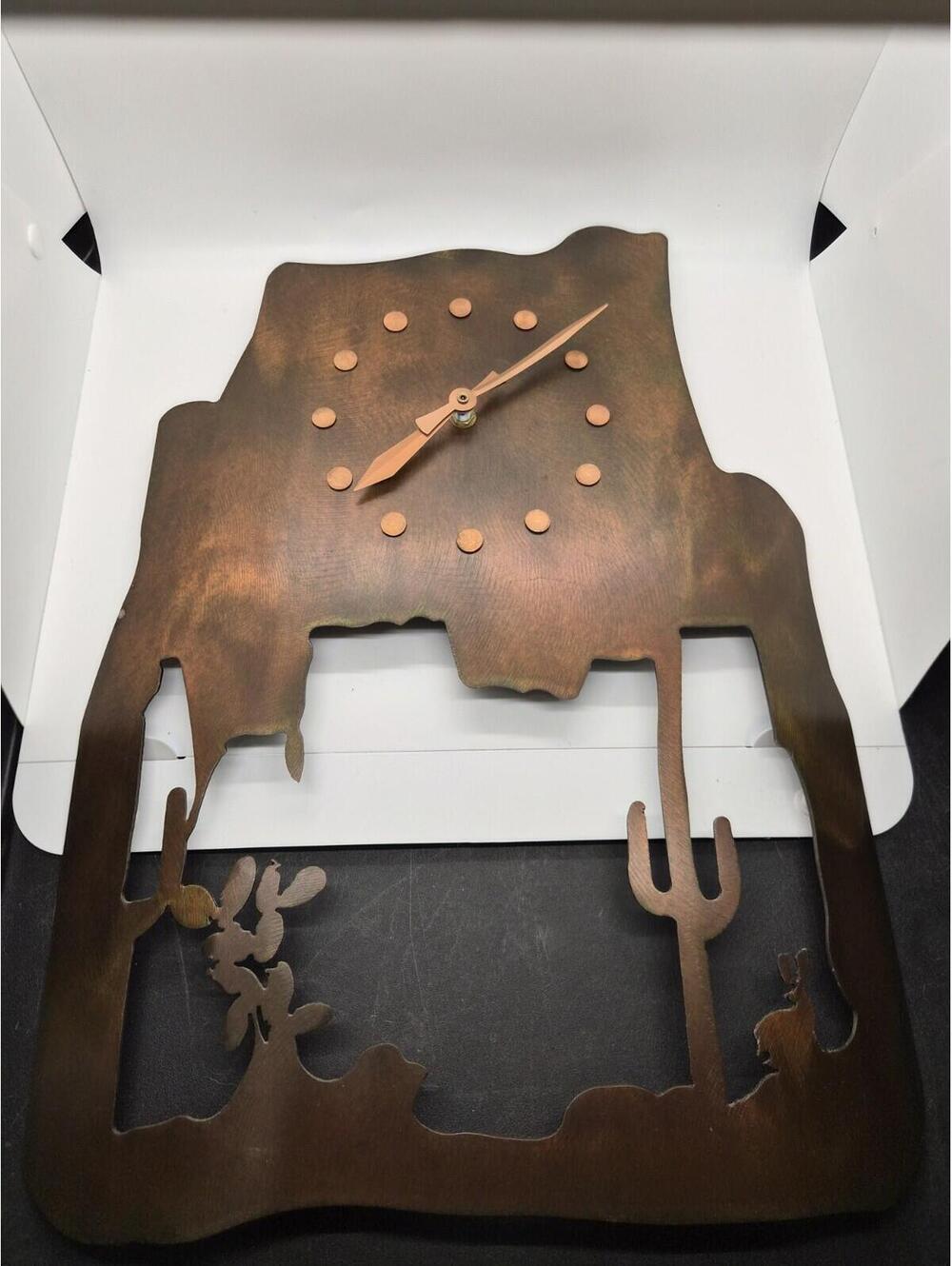 Western Desert Cactus Rabbit Wall Clock See Description